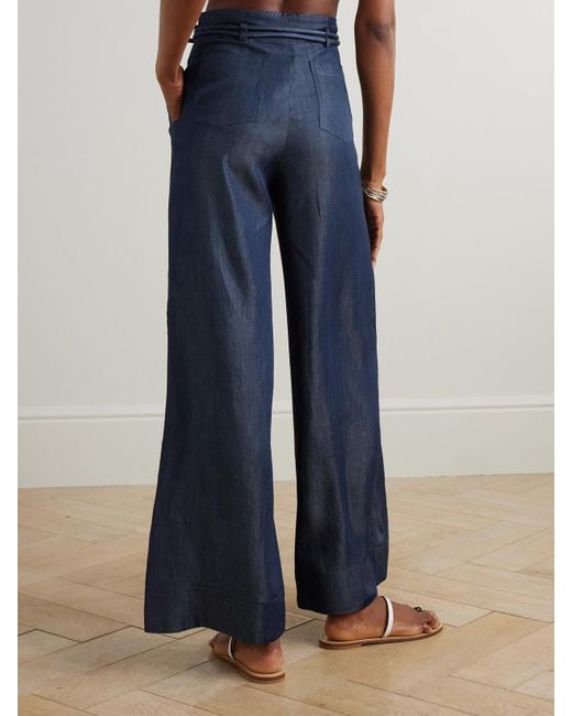 Pantalon Large En Tencel À Ceinture ANDRES OTALORA en coloris Blue