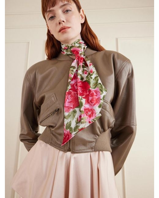 Chloé White Floral-Print Silk-Georgette Scarf