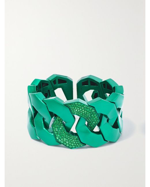 Sabbadini Green Soho Titanium, Tsavorite And Garnet Cuff