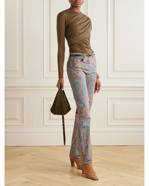Etro Gray Printed Straight-Leg Jeans