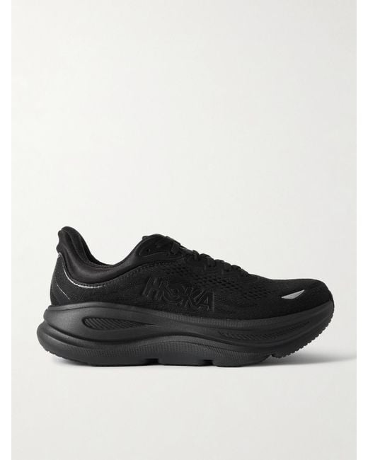 Hoka One One Black Bondi 9 Rubber-Trimmed Mesh Sneakers