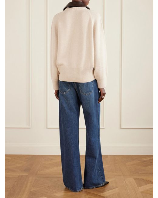 Brandon Maxwell Natural Conrad Leather-Trimmed Recycled-Cashmere Jacket
