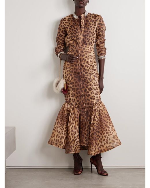 Chemisier En Organza De Lin Et De Soie Mélangés À Imprimé Léopard Crush Zimmermann en coloris Brown