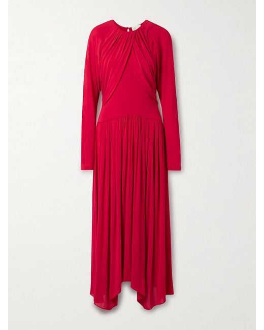 Isabel Marant Galina Asymmetric Gathered Draped Stretch-Jersey Dress