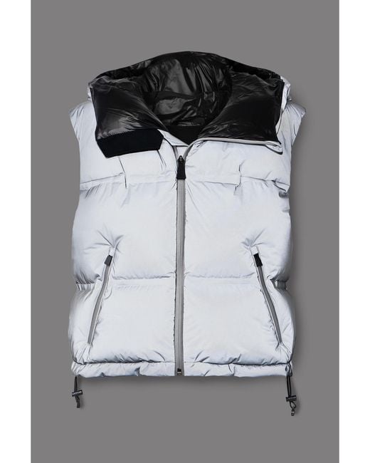 Aztech Mountain Gray Snowbird Cropped Quilted Shell Hooded Down Vest