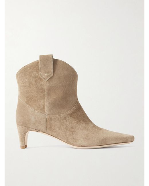 Staud Natural Western Wally Suede Ankle Boots