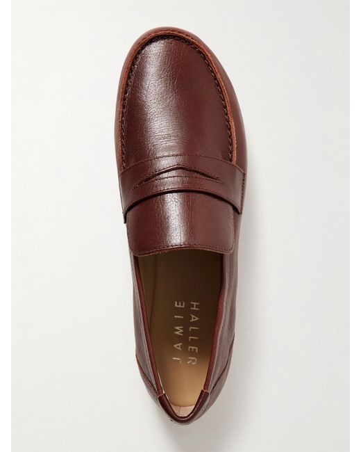 Jamie Haller Brown Crinkled-Leather Loafers