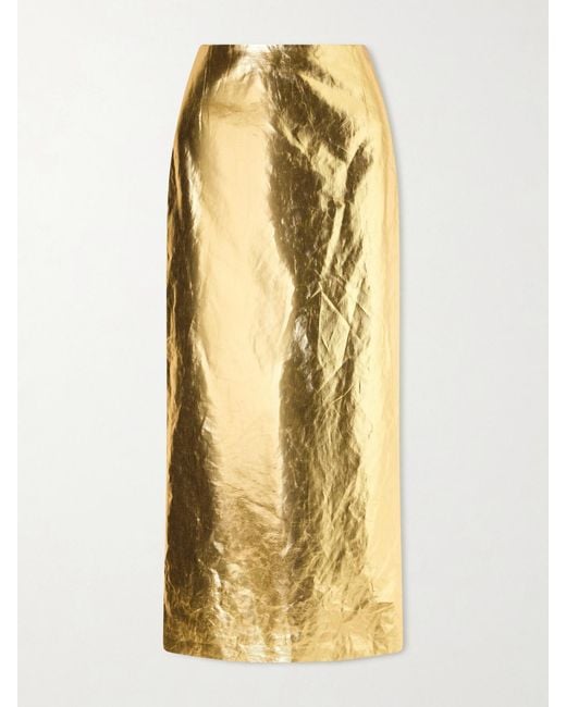 Gabriela Hearst Yellow Manuela Linen Midi Skirt