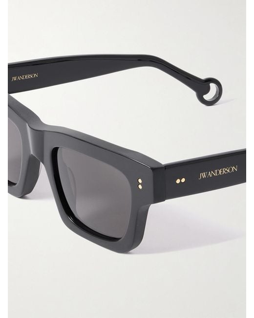 J.W. Anderson Black Rectangular-Frame Acetate Sunglasses