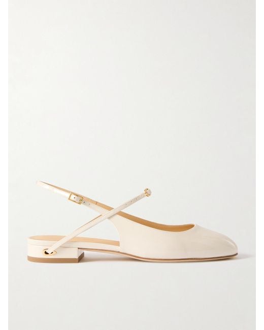 JENNIFER CHAMANDI Natural Mattia 20 Patent-Leather Slingback Flats