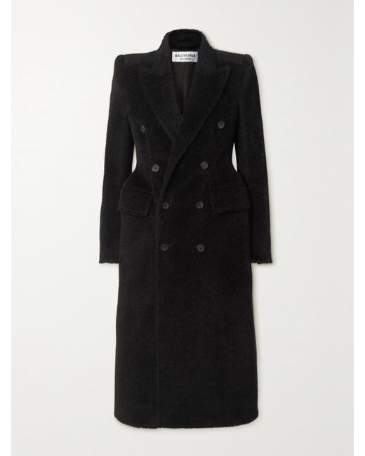 Balenciaga Black Hourglass Double-Breasted Wool-Blend Twill Coat