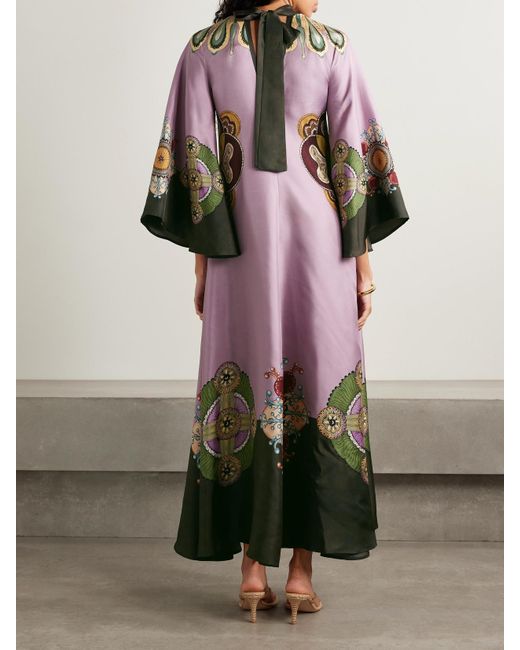 LaDoubleJ Pink Icon Magnifico Printed Silk-Twill Maxi Dress