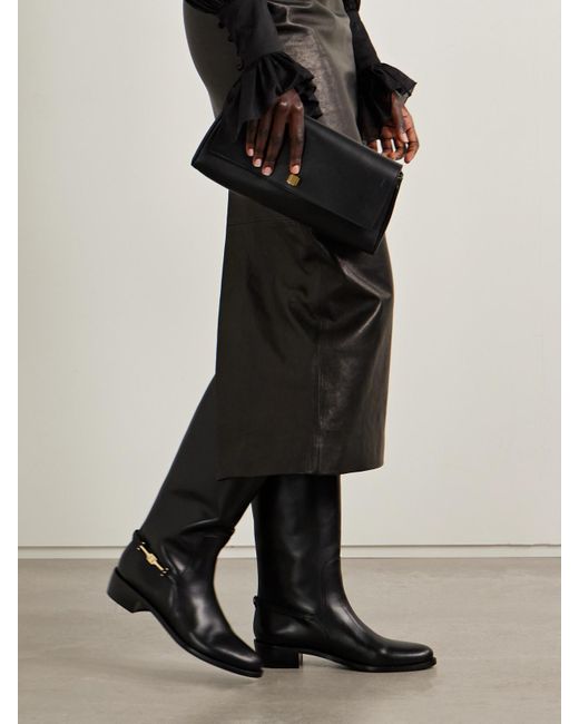 Ferragamo Black Therma Kniehohe Stiefel Aus Leder Mit Verzierung