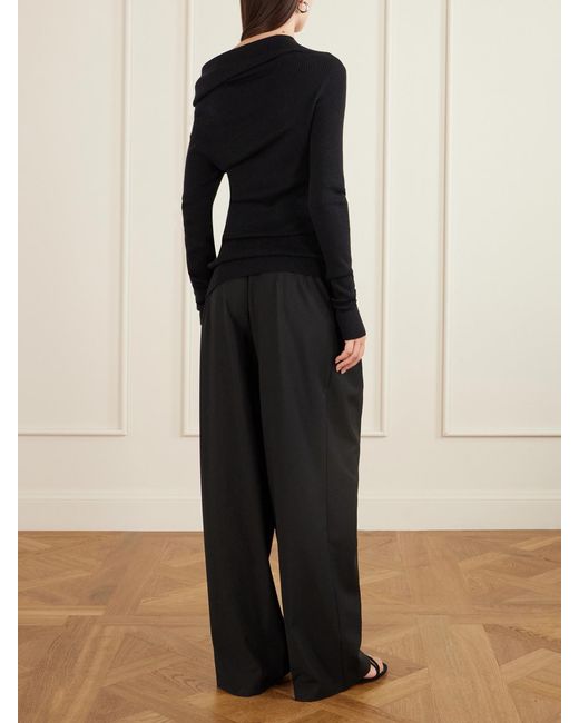 Lisa Yang Black Agie Ribbed Cotton And Cashmere-Blend Sweater