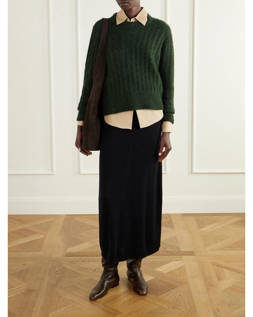 Allude Green Cashmere And Silk-Blend Sweater