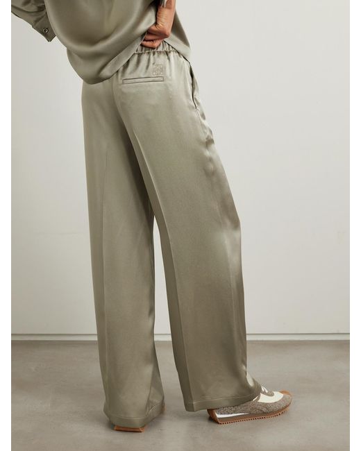 Loewe Green Silk-Satin Straight-Leg Pants