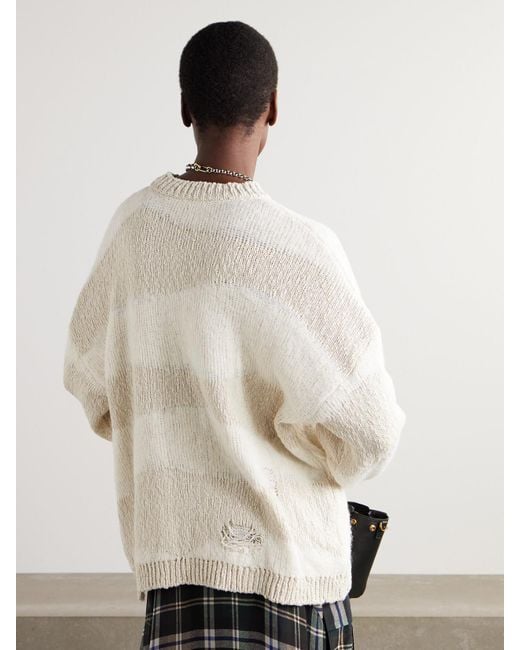 Our Legacy Natural Popover Distressed Striped Cotton And Linen-Blend Sweater
