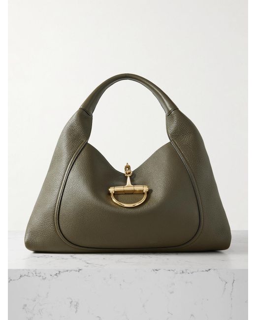 Gucci Green Softbit Maxi Tote Aus Strukturiertem Leder