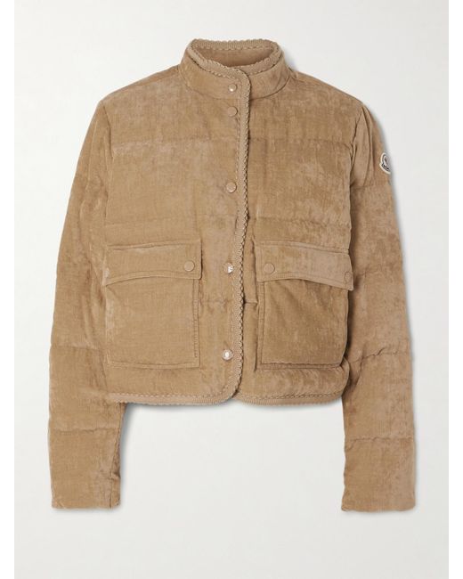 Moncler Natural Essarts Ricrac-Trimmed Quilted Padded Down Corduroy Jacket