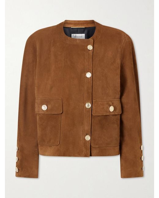 Saint Laurent Brown Paneled Suede Jacket