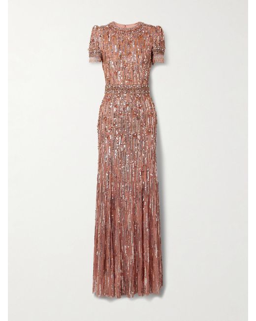 Jenny Packham Pink Roxy Robe Aus Tüll Mit Verzierungen