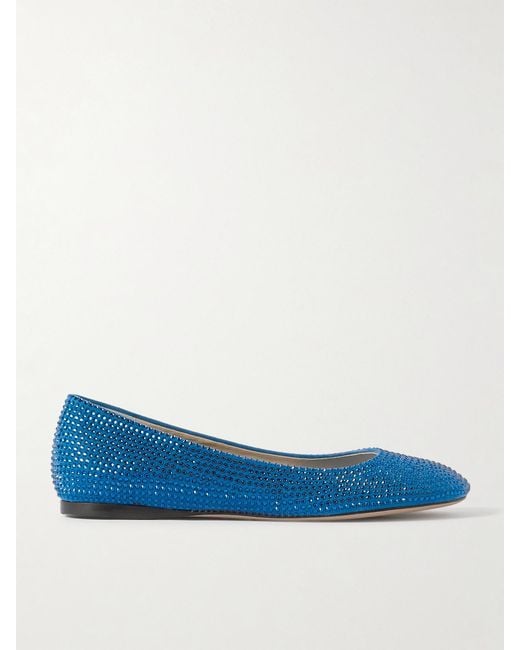 Loewe Blue Toy Crystal-Embellished Suede Ballet Flats