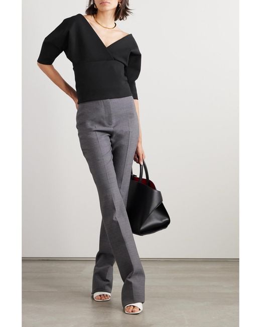 Ferragamo Black Layered Wool-Blend Blouse