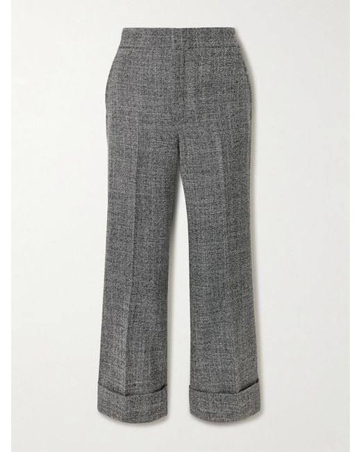 Gucci Gray Wool-Tweed Flared Pants