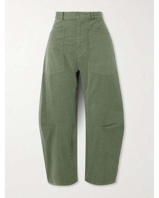 Nili Lotan Green Shon Barrel-Hose Aus Twill Aus Einer Baumwollmischung