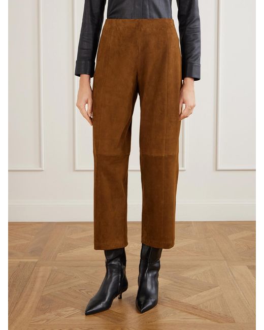 Stouls Brown Bugsy Wide-Leg Suede Pants