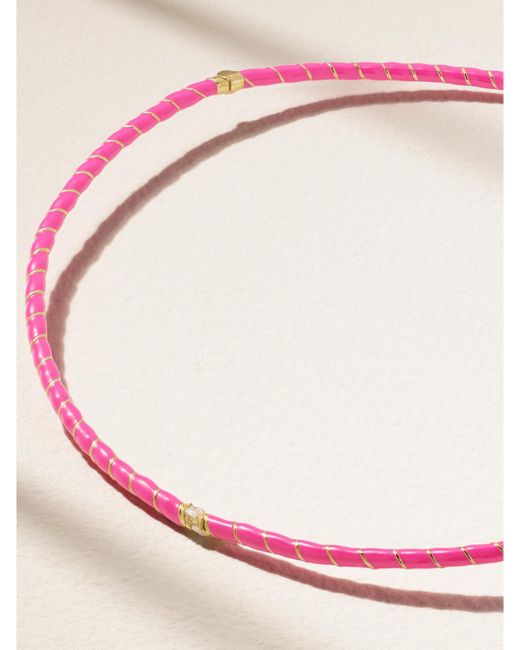Yvonne Léon Pink 9-Karat And Enamel Diamond Necklace