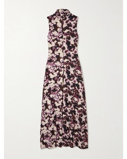 Proenza Schouler White Valentina Printed Stretch-Jersey Turtleneck Maxi Dress