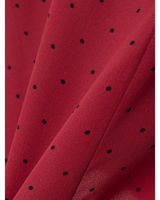 Alessandra Rich Red Bow-Detailed Polka-Dot Silk-Crepe Blouse