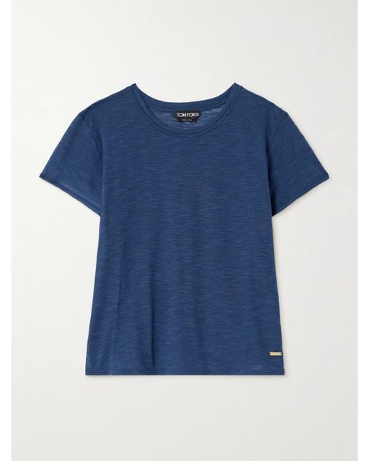 Tom Ford Blue Cotton-Blend T-Shirt