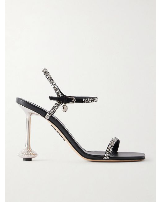 Loewe White Toy 90 Crystal-Embellished Leather Sandals