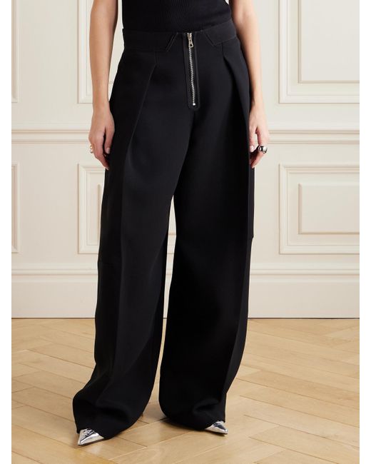 Jean Paul Gaultier Black Grosgrain-Trimmed Pleated Crepe Pants