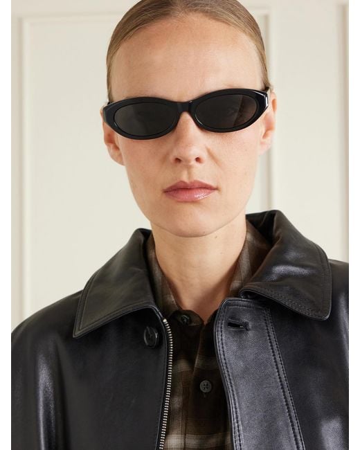 Céline Black Triomphe Mini Oval-Frame Acetate Sunglasses