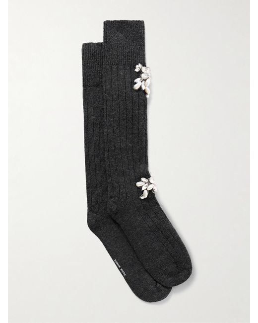 Simone Rocha Black Kniestrümpfe Aus Einer Gerippten Wollmischung Mit Verzierungen