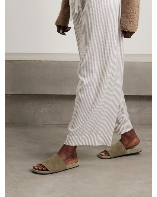 The Row Natural Hugh Suede Slides