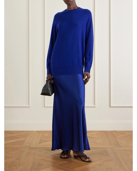 Christopher Esber Blue Monument Cashmere And Silk-Satin Maxi Dress