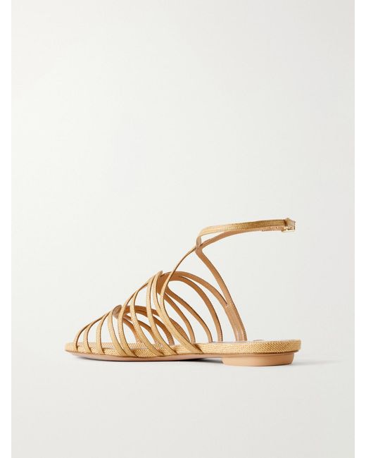 Aquazzura Natural Serenade Raffia Flat Sandals