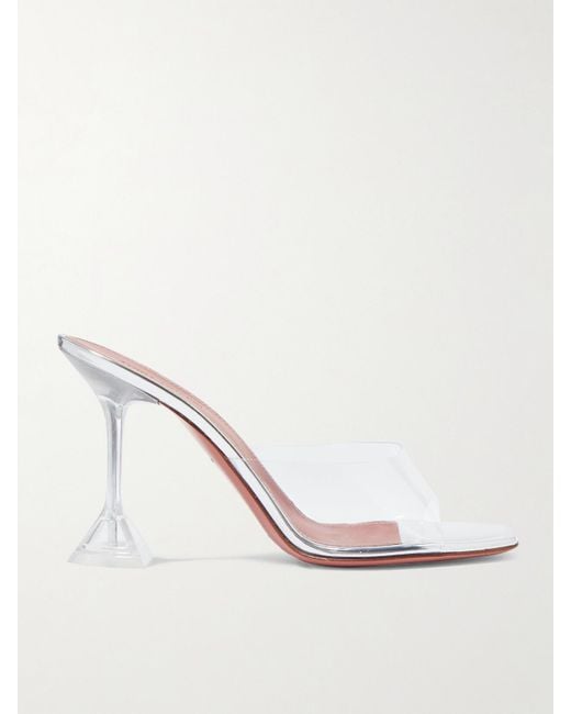 AMINA MUADDI White Lupita Glass Pvc Heel Mules