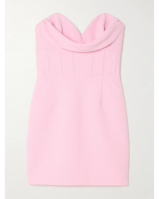 Rebecca Vallance Pink Empress Strapless Draped Crepe Mini Dress
