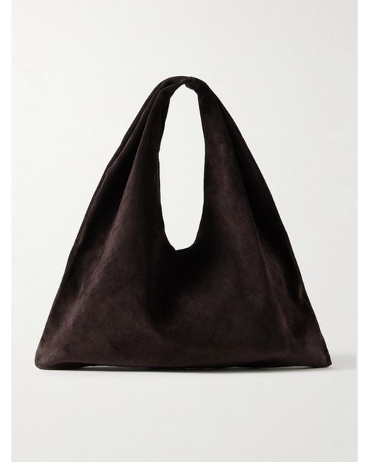 The Row Black Bindle Small Suede Shoulder Bag