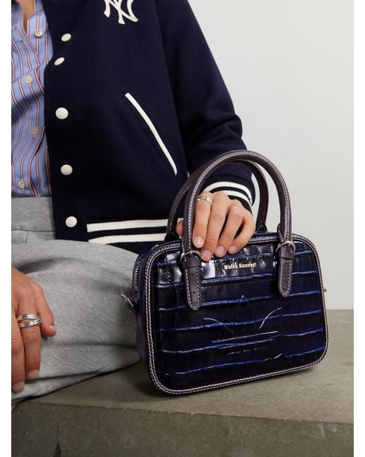 Adidas Originals Blue Wales Bonner Small Embossed Croc-Effect Leather Shoulder Bag