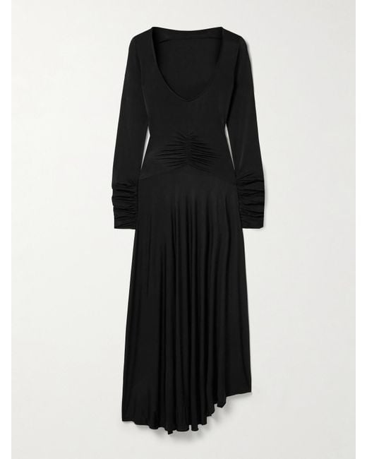 Acne Black Ruched Stretch-Jersey Maxi Dress