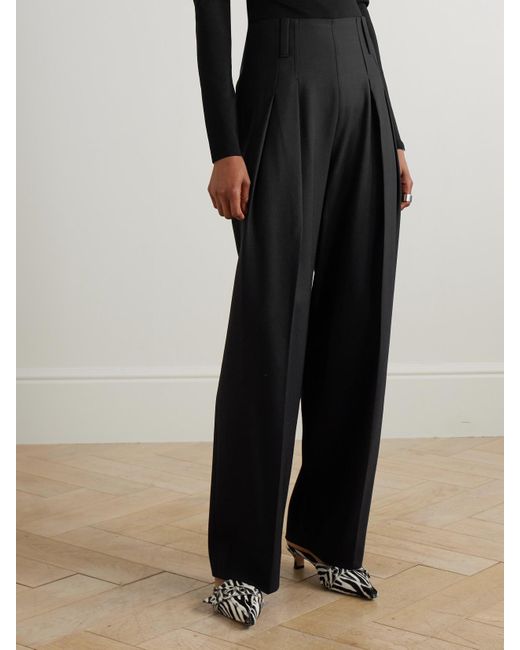 Victoria Beckham Black Cinch Hose Mit Weitem Bein Aus Twill Mit Falten