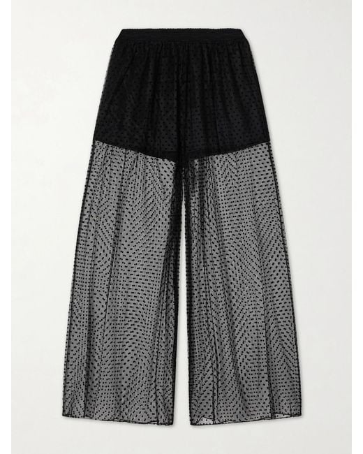Alaïa Black Polka-Dot Fil Coupé Organza Wide-Leg Pants
