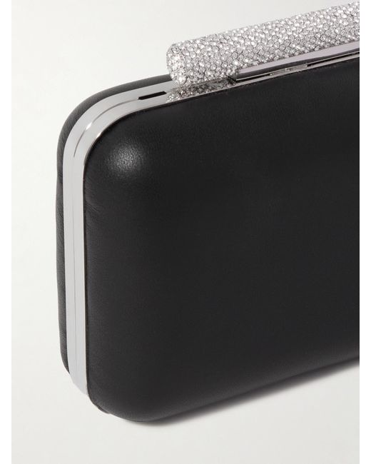 Alexander McQueen Black T-Bar Clutch Aus Leder Mit Kristallen