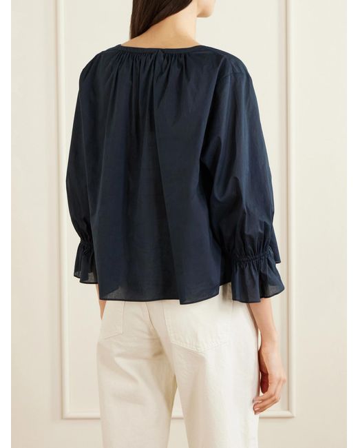 FRAME Blue Poet Cotton Blouse